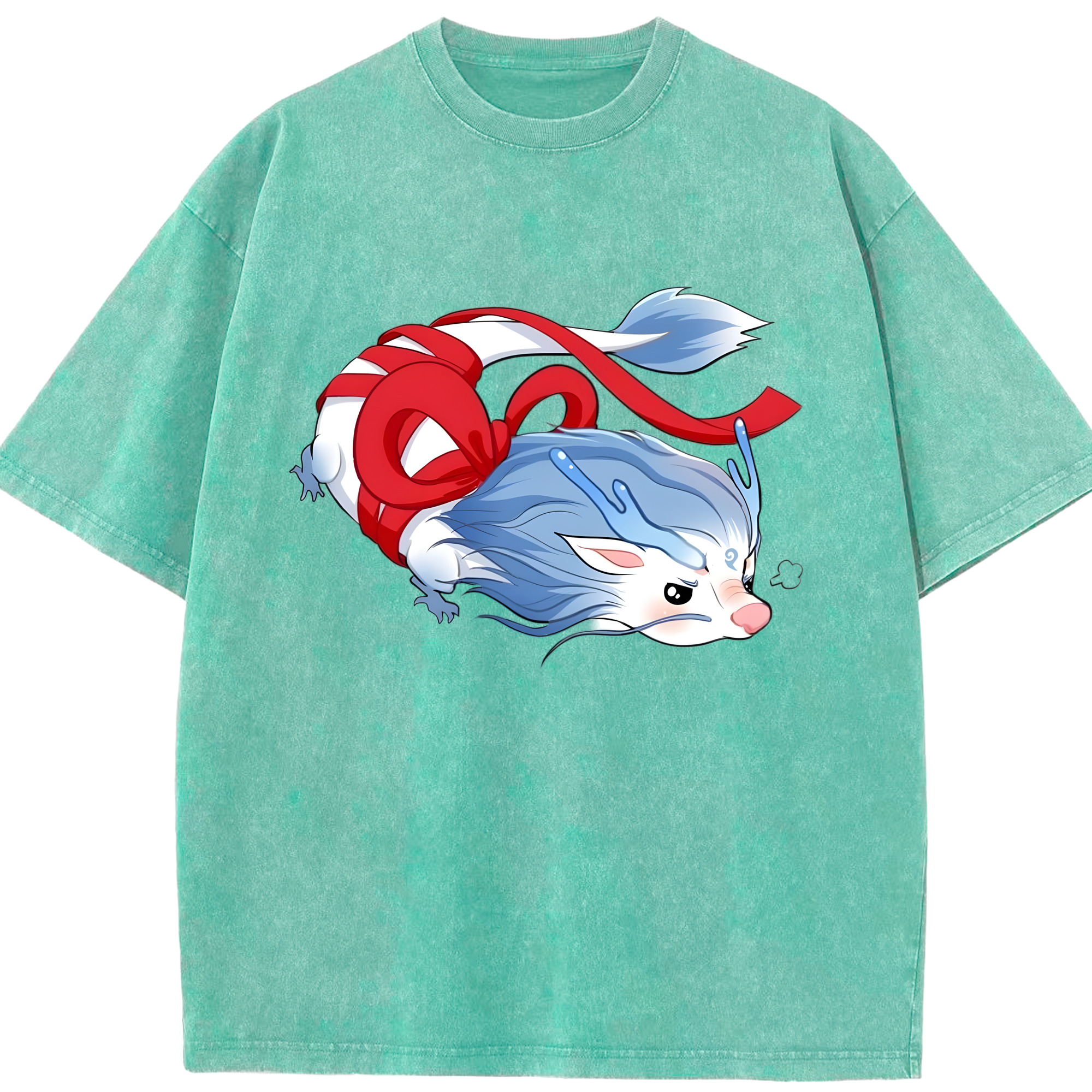 （画像用） Ne Zha 2 ナタ 魔童の大暴れ 綿100% ヴィンテージ風 半袖Tシャツ（フロントプリント）